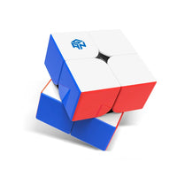 GAN Air 251 magnetic 2x2 speed cube puzzle with white, blue, and red faces on white background