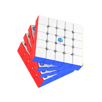 GAN 5x5 speed cube puzzle with white, blue, and red faces on white background