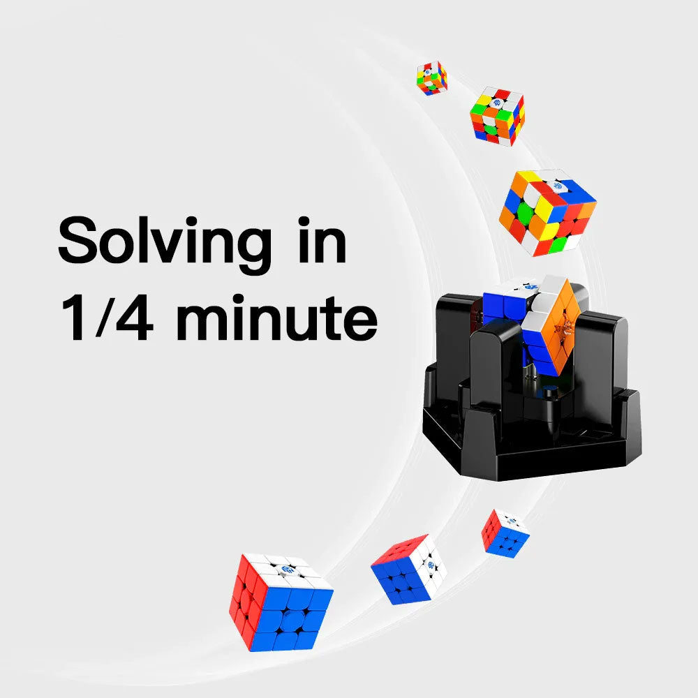 Smart speed cube solving in 1/4 minute, featuring fast rotation and dynamic motion
