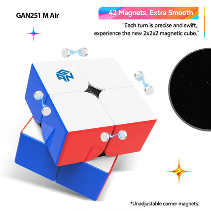 GAN251 M Air 2x2x2 magnetic cube showing 42 magnets with blue, red, and white colored sides