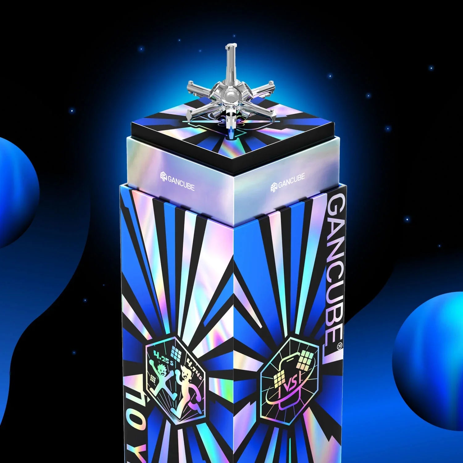 GANCUBE 10th anniversary special edition box with metallic puzzle piece and holographic design