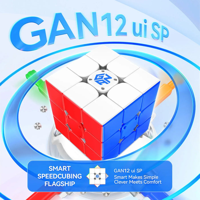 GAN12 ui SP smart speedcubing flagship 3x3 cube with white, red, and blue sides