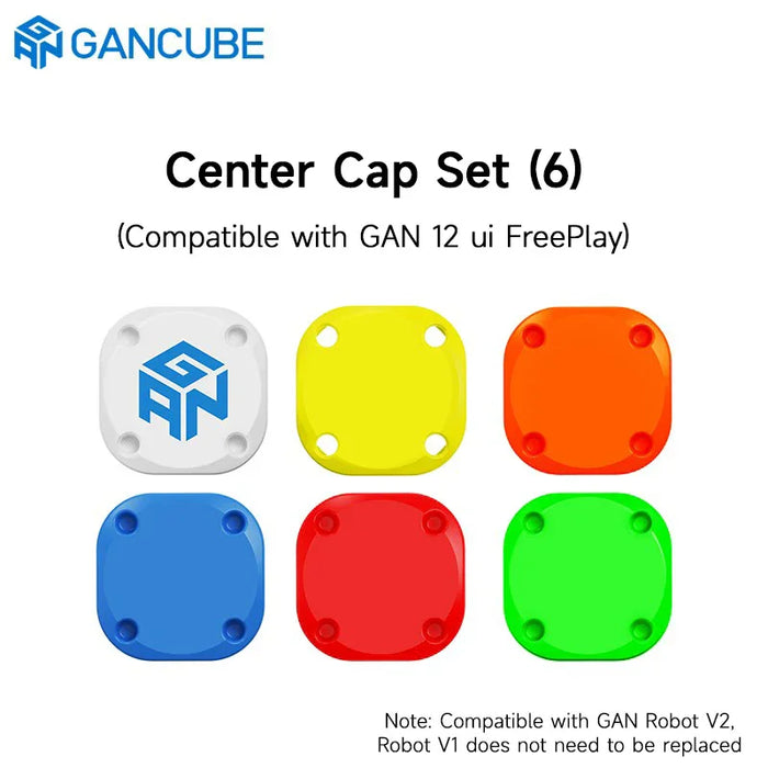 GANCube center cap set of six colorful replacement caps compatible with GAN 12 UI FreePlay cubes