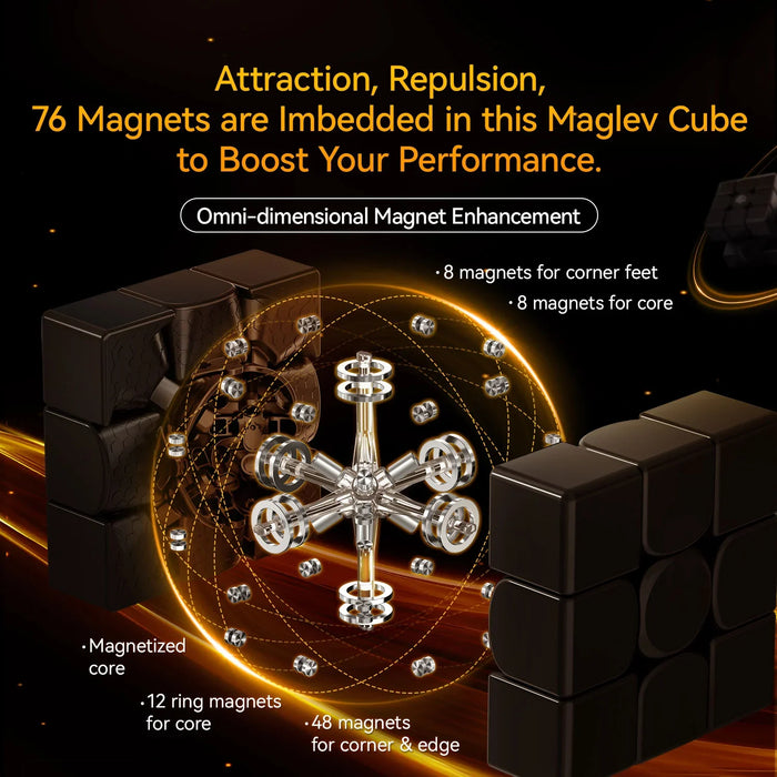 Close-up of Gan 15 Maglev Cube showing 76 embedded magnets for enhanced magnetic performance