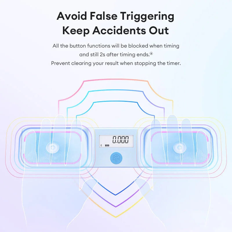 Smart speedcube timer with anti-false trigger protection, displaying 0.000 for precise timing
