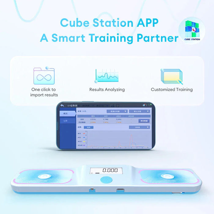 Smart cube training station with app for analyzing results and customized practice sessions