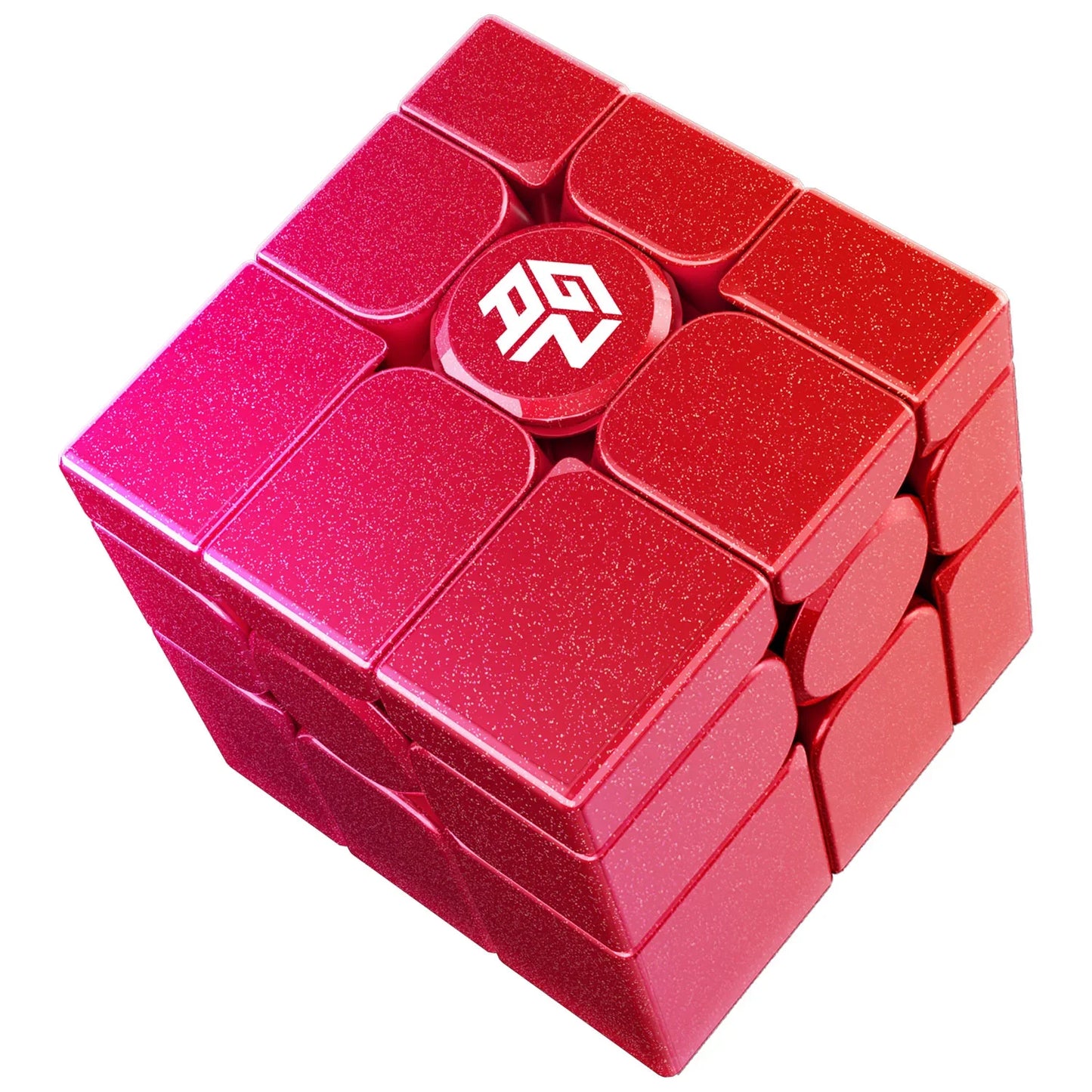Gancube Mirror M red 3x3 speed cube with glossy reflective tiles and white logo on center piece