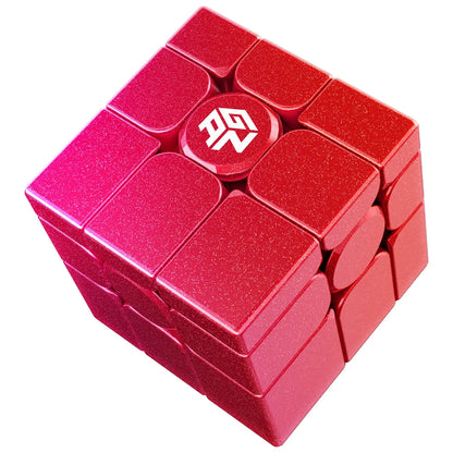 Gancube Mirror M red 3x3 speed cube with glossy reflective tiles and white logo on center piece