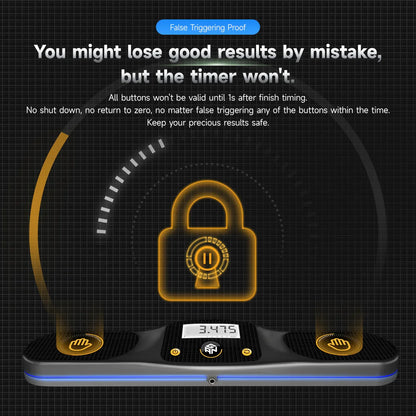 GanCube Smart Timer with digital display and touch buttons, featuring false triggering proof lock icon