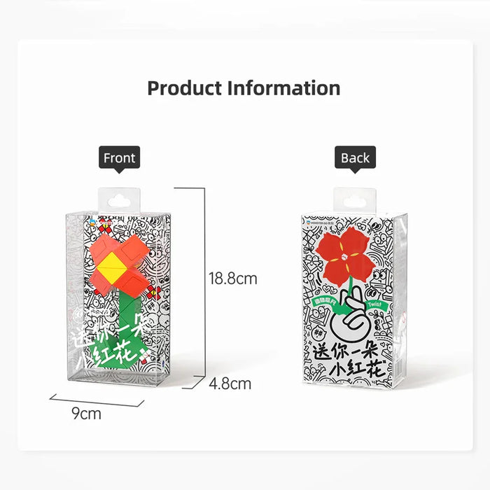 Monster Go Flower Twist Puzzle packaging showing front and back with flower design and 18.8cm height