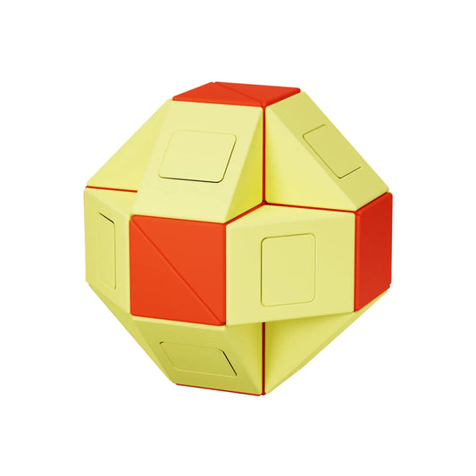 Monster Go Twist puzzle toy with red and yellow geometric shapes on white background