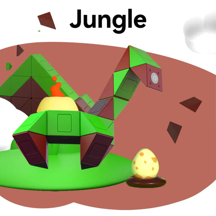 Monster Go Twist puzzle in jungle theme with green and brown pieces forming a dinosaur and an egg