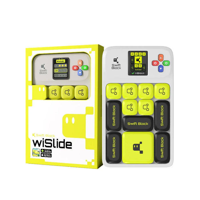 Swift Block wiSlide frosted gaming keypad with yellow and black keys and colorful directional buttons
