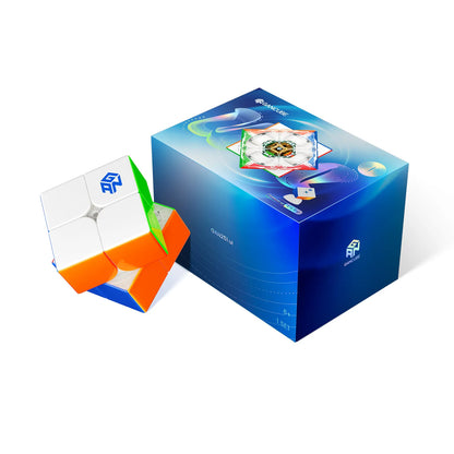 GANCUBE GAN251 ui speed cube and blue product box on white background