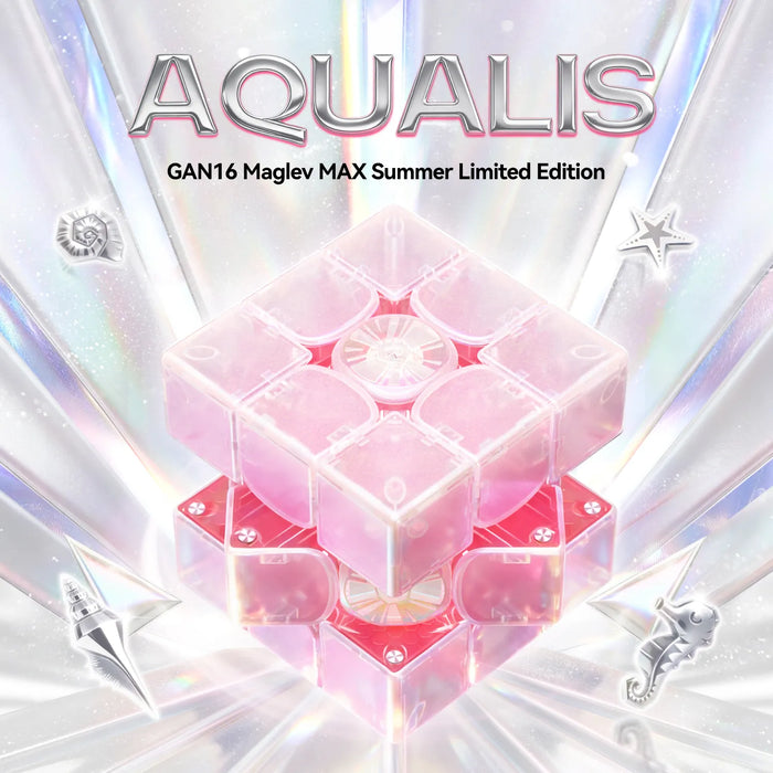 AQUALIS GAN16 Maglev MAX Summer Limited Edition speed cube with pink translucent design and holographic background
