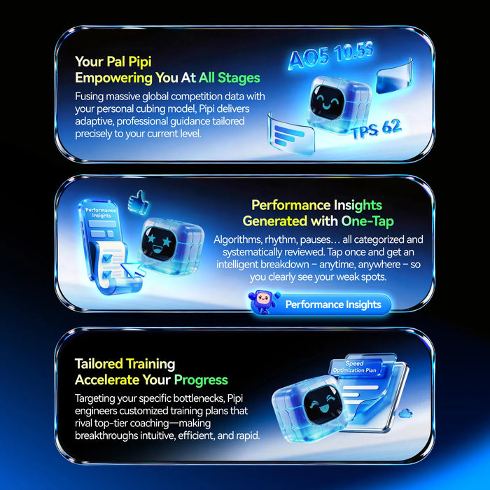 Smart cube with AI coaching, performance insights, and tailored training for speedcubing improvement