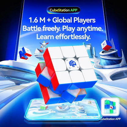 Smart speed cube with CubeStation APP interface, featuring global player battles and effortless learning tools