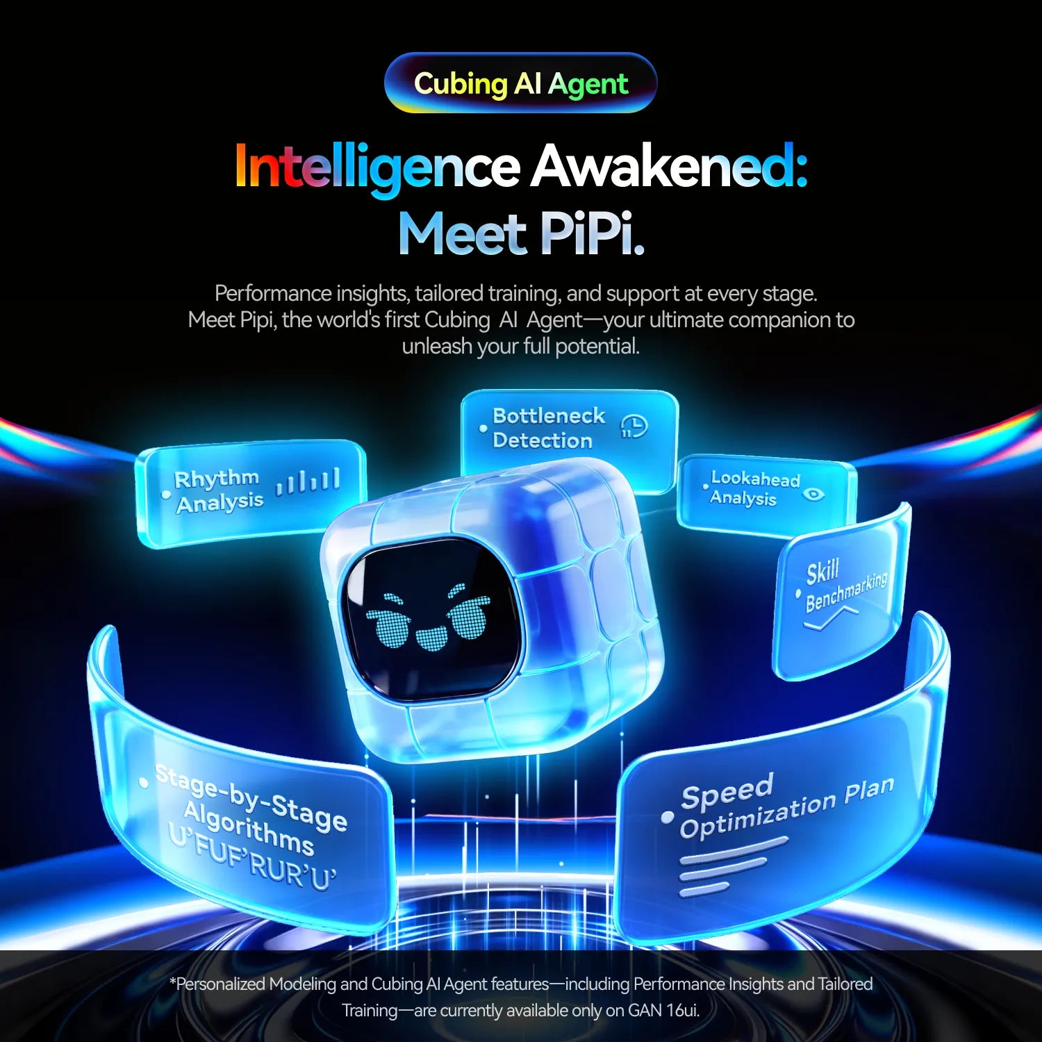 Cubing AI Agent PiPi with smart features like rhythm analysis, bottleneck detection, and speed optimization for advanced cubing training.