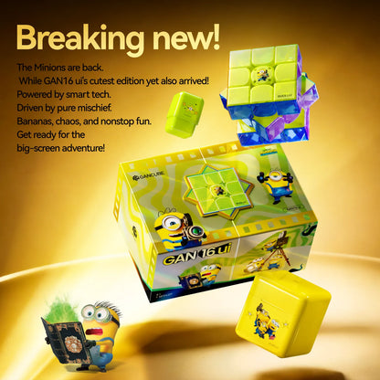 GAN16 ui Minions edition smart speed cube with colorful puzzle design and themed packaging