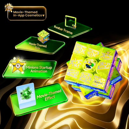 Minions-themed smart cube with movie skins, avatar frames, startup animations, and in-app effects