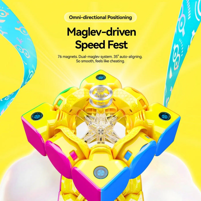 Maglev-driven speed cube with 76 magnets, dual-maglev system, 35° auto-aligning for ultra-smooth solving