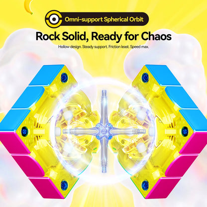 Advanced speed cube with omni-support spherical orbit, hollow design for max speed and steady support