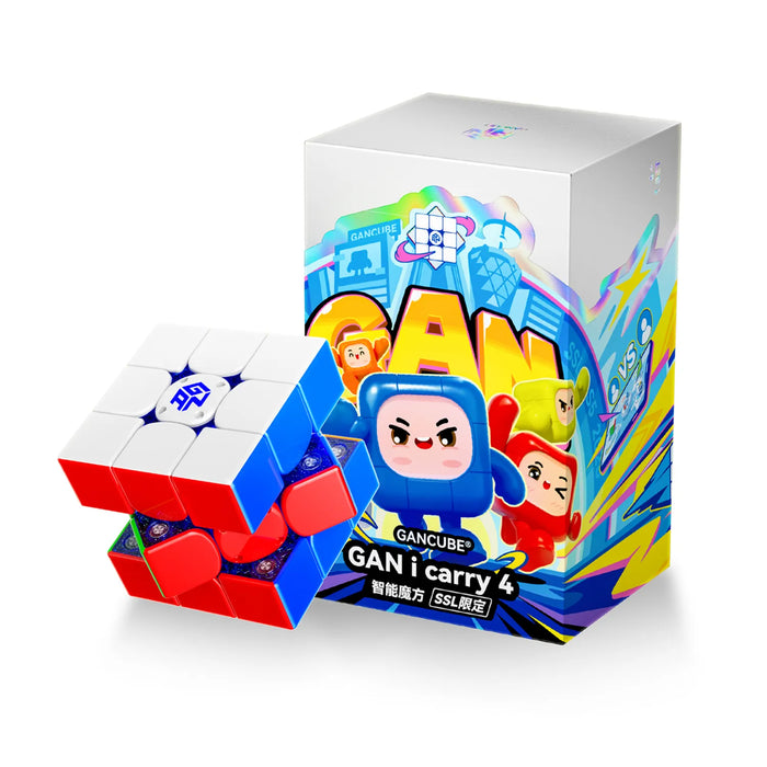 GAN i carry 4 smart cube with colorful packaging and cartoon characters