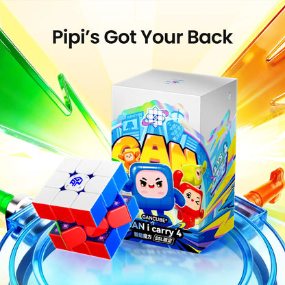 GAN i carry 4 smart cube with colorful packaging, featuring Pipi characters and vibrant design for speedcubing enthusiasts.