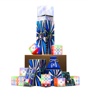 GAN 10 Years special edition speedcubes and packaging including colorful magic cubes and decorative boxes