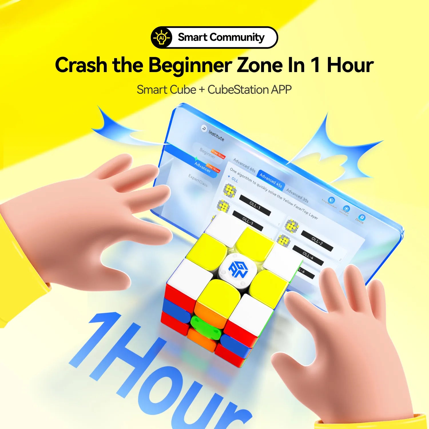 Smart cube with app guidance for beginners, learn to solve in 1 hour using AI-powered CubeStation