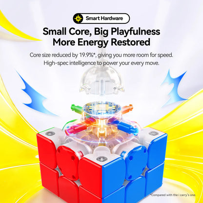 Smart speed cube with AI hardware, small core design for faster solving and enhanced playfulness