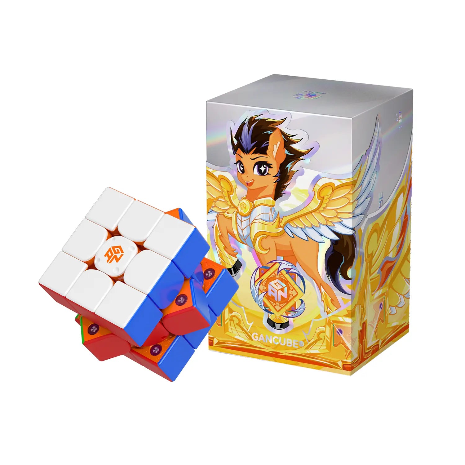 GAN speed cube with angelic pony packaging, featuring vibrant colors and smart cube design