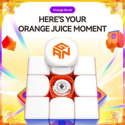 Orange Burst speed cube with smart mechanism and vibrant colors, perfect for speedcubing enthusiasts