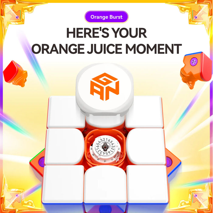 Orange Burst speed cube with smart mechanism and vibrant colors, perfect for speedcubing enthusiasts