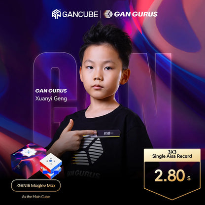 GAN Gurus Xuanyi Geng with GAN16 Maglev Max speed cube, 3x3 single Aisa record 2.80s
