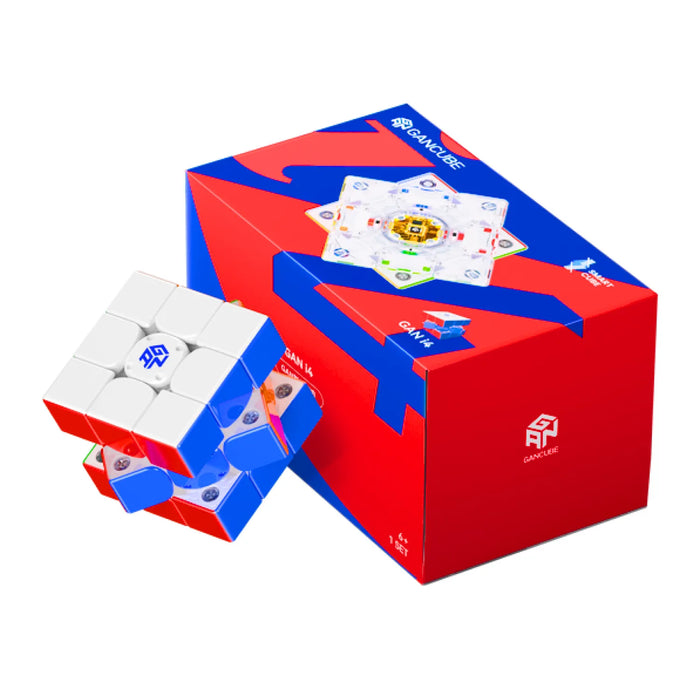GAN 14 Smart Speed Cube with red and blue packaging, featuring advanced magnetic mechanism for fast solving