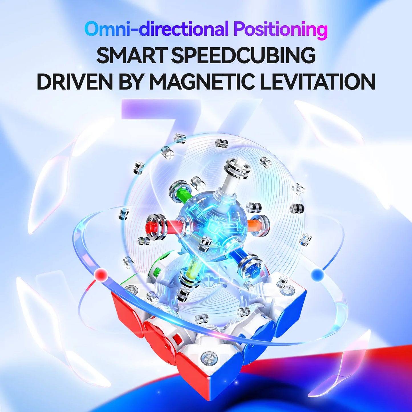 Smart speedcube with magnetic levitation and omni-directional positioning technology